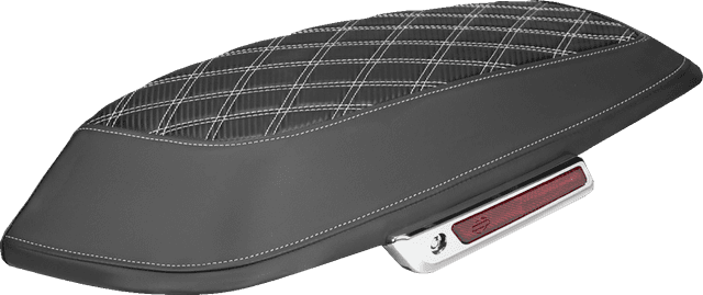 SADDLEMEN 35012390 Saddlebag Lid Covers - Lattice - Carbon Fiber - White Stitch - FLH/FLT '14-'24