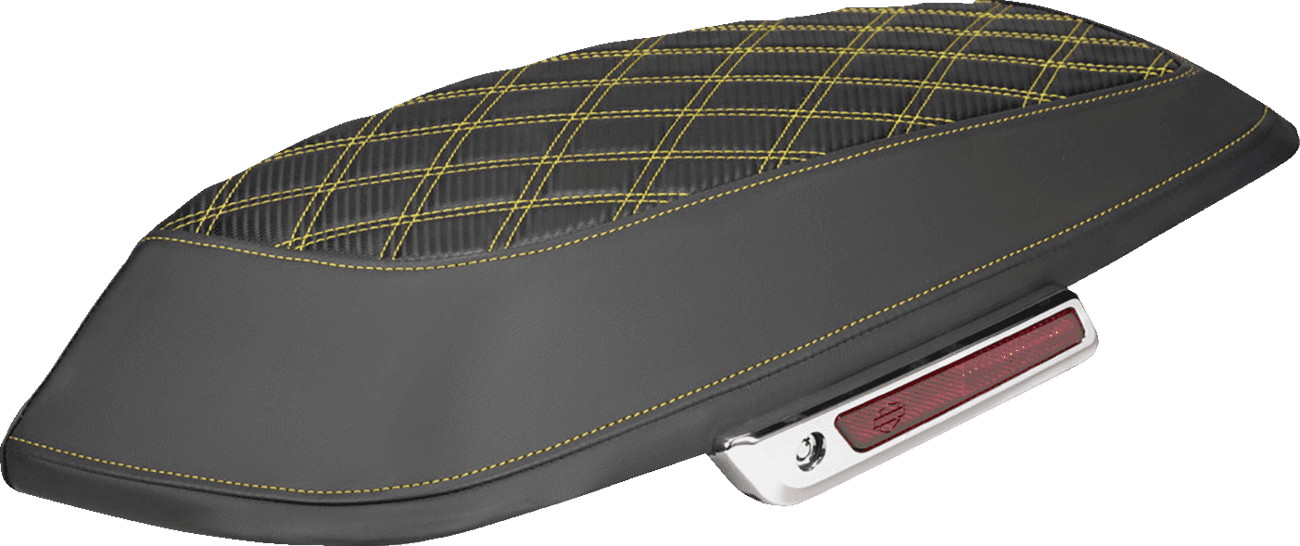SADDLEMEN 35012391 Saddlebag Lid Covers - Lattice - Carbon Fiber - Gold Stitch - FLH/FLT '14-'24