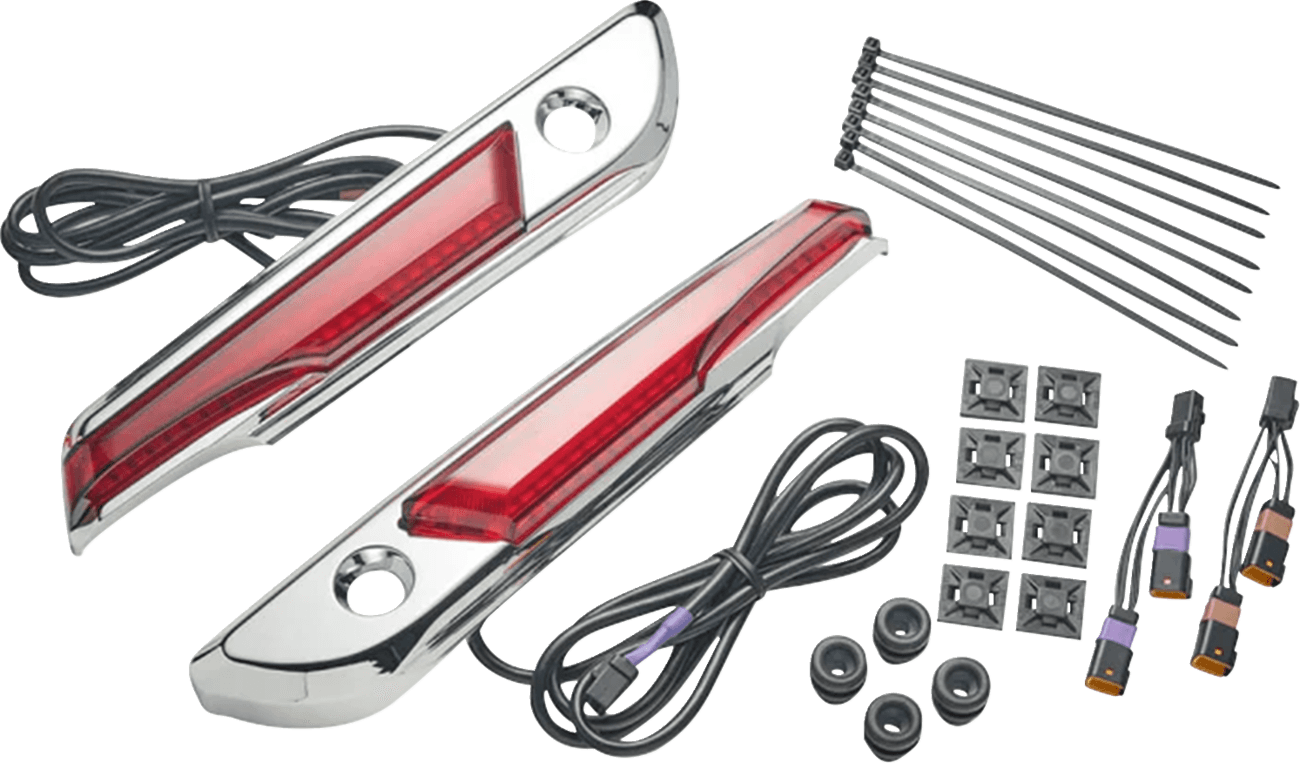 CIRO 35012395 Lighted Saddlebag Hinge Covers - Red/Chrome