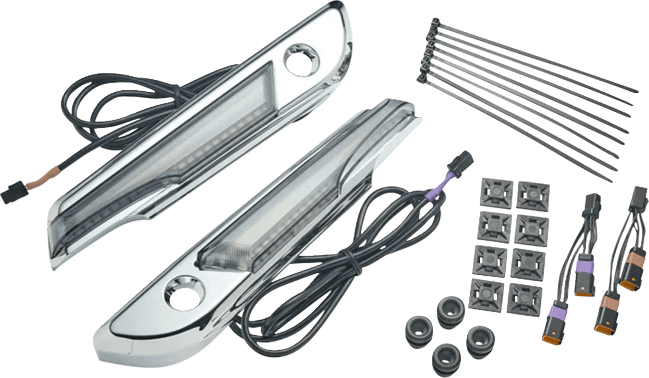 CIRO 35012396 Lighted Saddlebag Hinge Covers - Smoke/Chrome