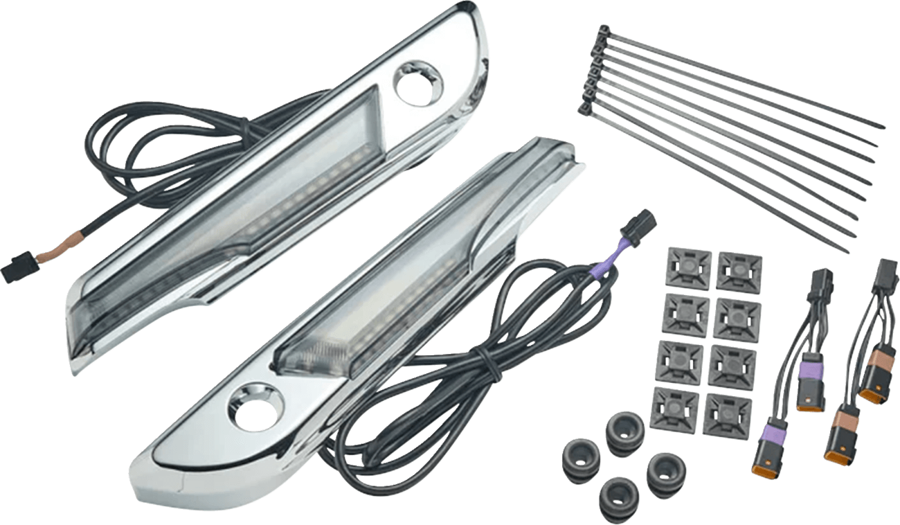 CIRO 35012396 Lighted Saddlebag Hinge Covers - Smoke/Chrome