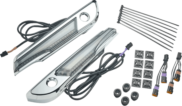 CIRO 35012396 Lighted Saddlebag Hinge Covers - Smoke/Chrome
