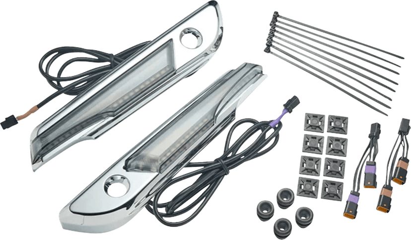 CIRO 35012396 Lighted Saddlebag Hinge Covers - Smoke/Chrome