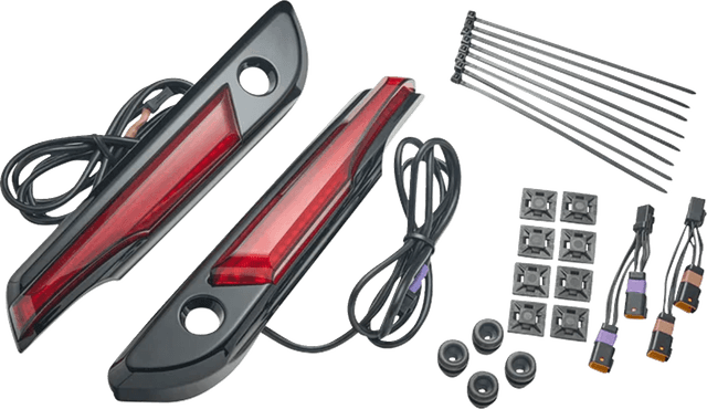 CIRO 35012397 Lighted Saddlebag Hinge Covers - Red/Black