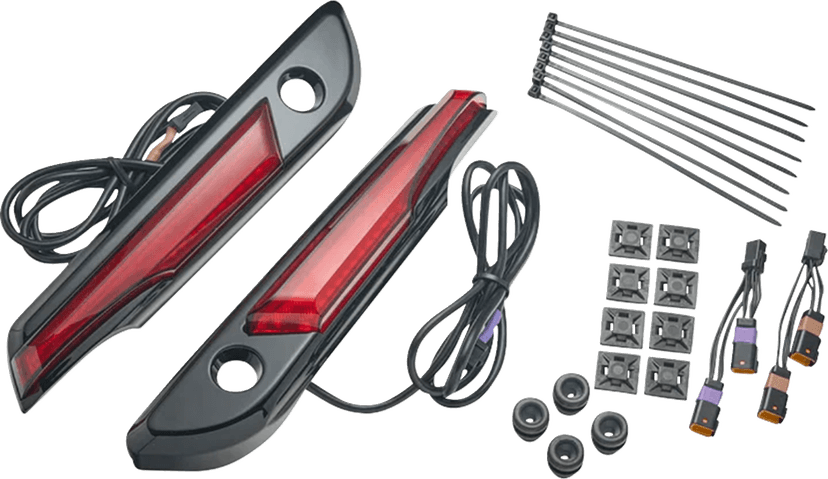 CIRO 35012397 Lighted Saddlebag Hinge Covers - Red/Black