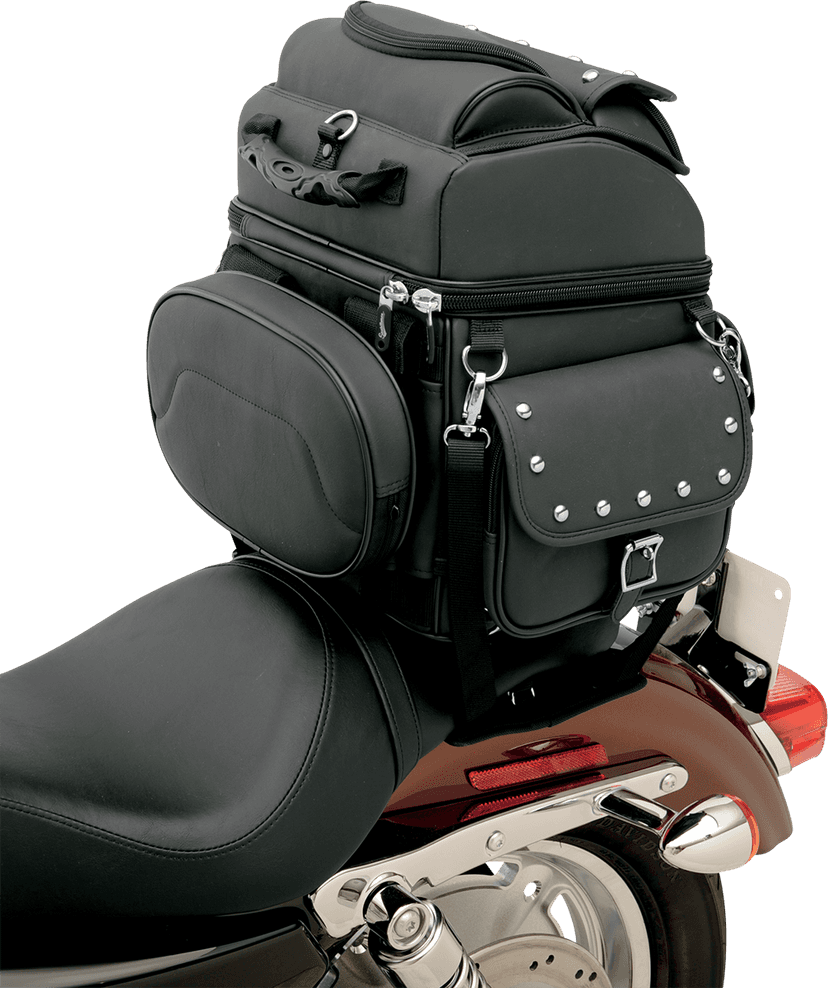 SADDLEMEN 3515-0119 Sissy Bar Bag - Black Studded — image 5 of 6