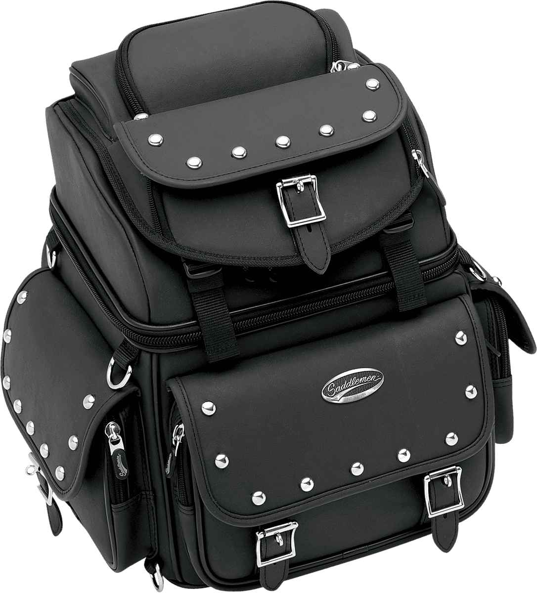 SADDLEMEN 3515-0119 Sissy Bar Bag - Black Studded