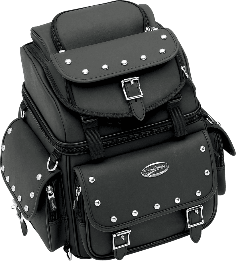 SADDLEMEN 3515-0119 Sissy Bar Bag - Black Studded — image 1 of 6