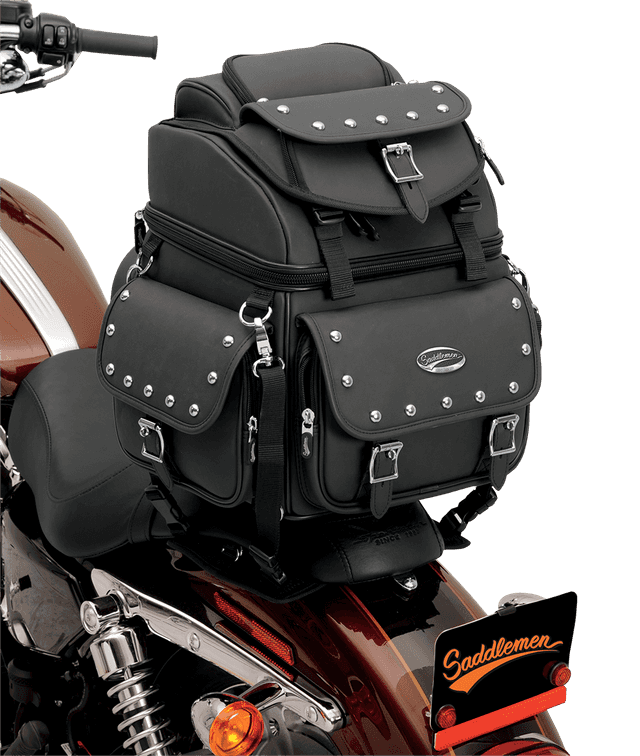 SADDLEMEN 3515-0119 Sissy Bar Bag - Black Studded — image 4 of 6