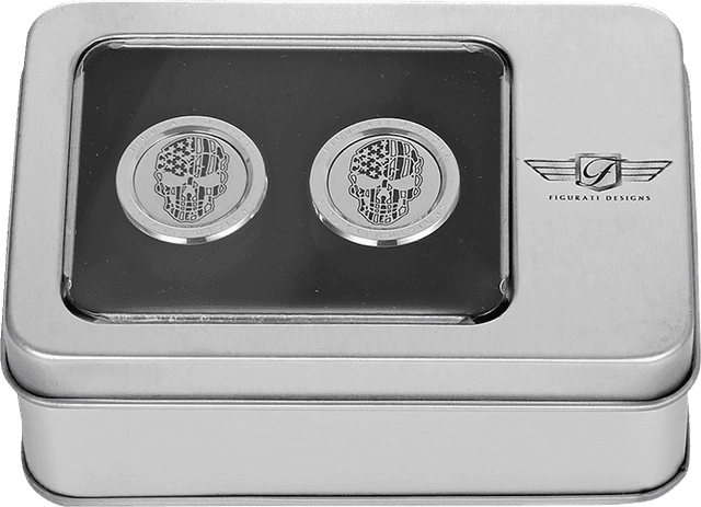 FIGURATI DESIGNS 3550-0331 Docking Covers - American Flag Skull - Short - Contrast Cut - Silver — image 2 of 3