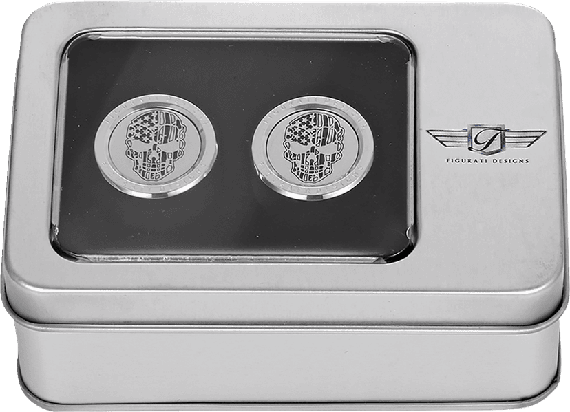FIGURATI DESIGNS 3550-0331 Docking Covers - American Flag Skull - Short - Contrast Cut - Silver — image 2 of 3