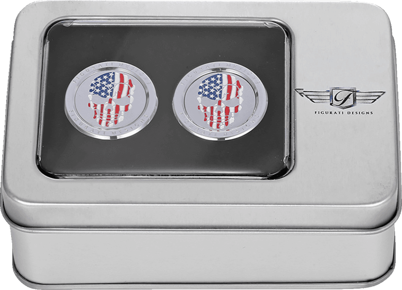 FIGURATI DESIGNS 3550-0353 Docking Covers - Red/White/Blue American Flag Skull - Silver — image 3 of 3