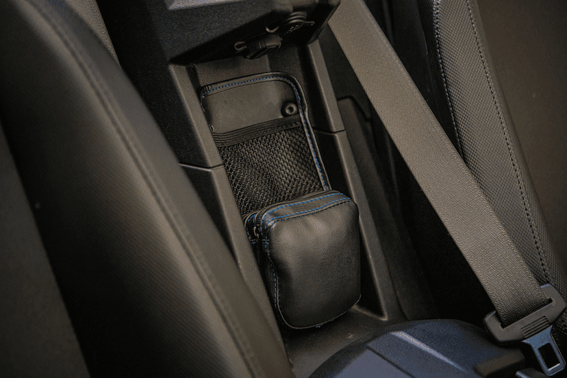 SHOW CHROME 3550-0397 Center Console Kaliber Organizer - Black with Blue Stitching — image 2 of 2