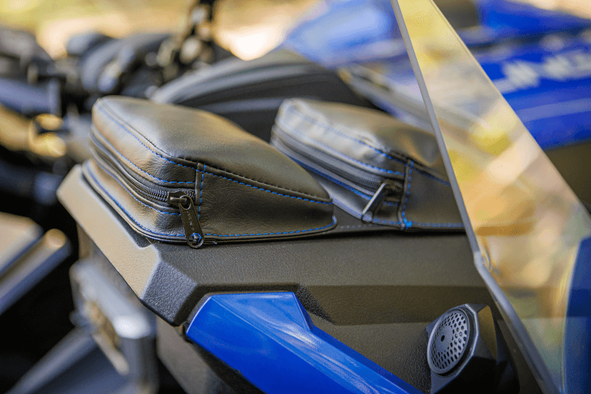 SHOW CHROME 3550-0402 Kaliber Dash Pouch - Black with Blue Stitching — image 3 of 3