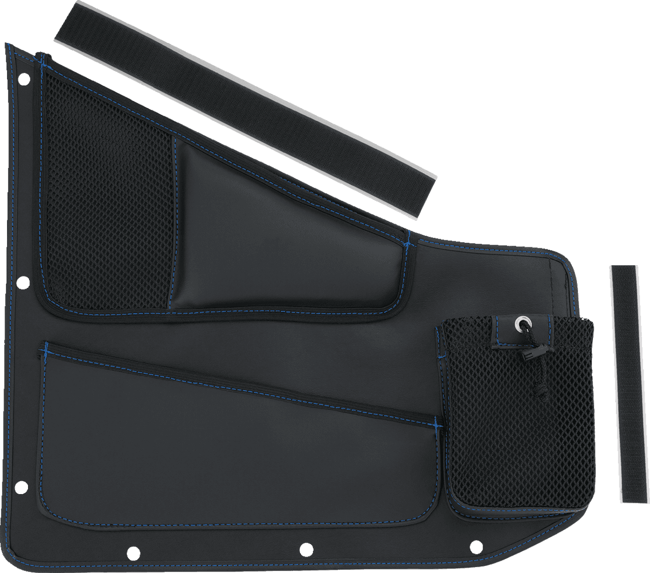 SHOW CHROME 3550-0420 Kaliber Side Organizer - Driver and Passenger - Black w/ Blue Stitching