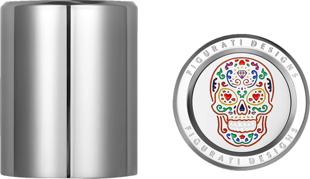 FIGURATI DESIGNS 3550-0433 Docking Cover - Medium - Mirror Polished - Sugar Skull — image 2 of 3