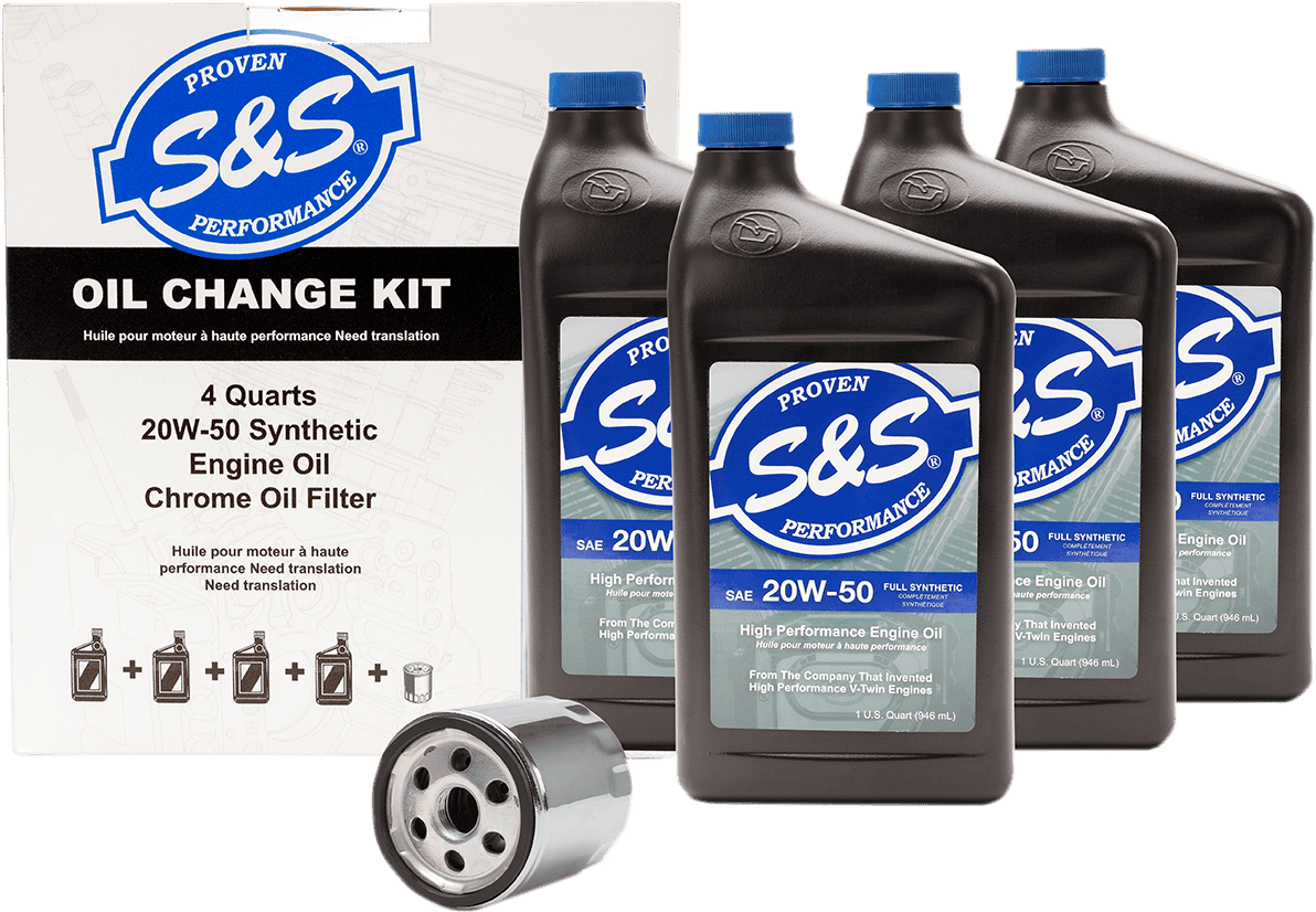 S&S CYCLE 3601-0413 Oil Change Kit - Chrome Filter - '99-'17 Twin Cam - 4 US quarts