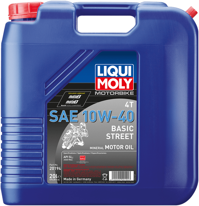 LIQUI MOLY 3601-0699 Basic Street 4T Oil - 10W-40 - 20 Liters
