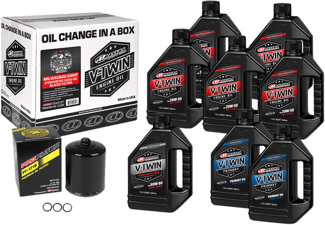 MAXIMA RACING OIL 3601-0714 M8 Synthetic 20W-50 Oil Change Kit - Black Filter