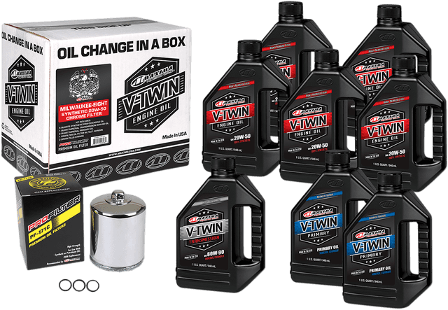 MAXIMA RACING OIL 3601-0715 M8 Synthetic 20W-50 Oil Change Kit - Chrome Filter