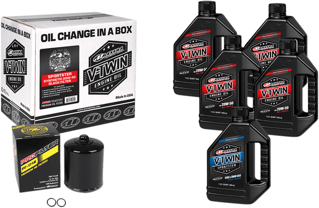 MAXIMA RACING OIL 3601-0718 Sportster Synthetic 20W-50 Oil Change Kit - Black Filter