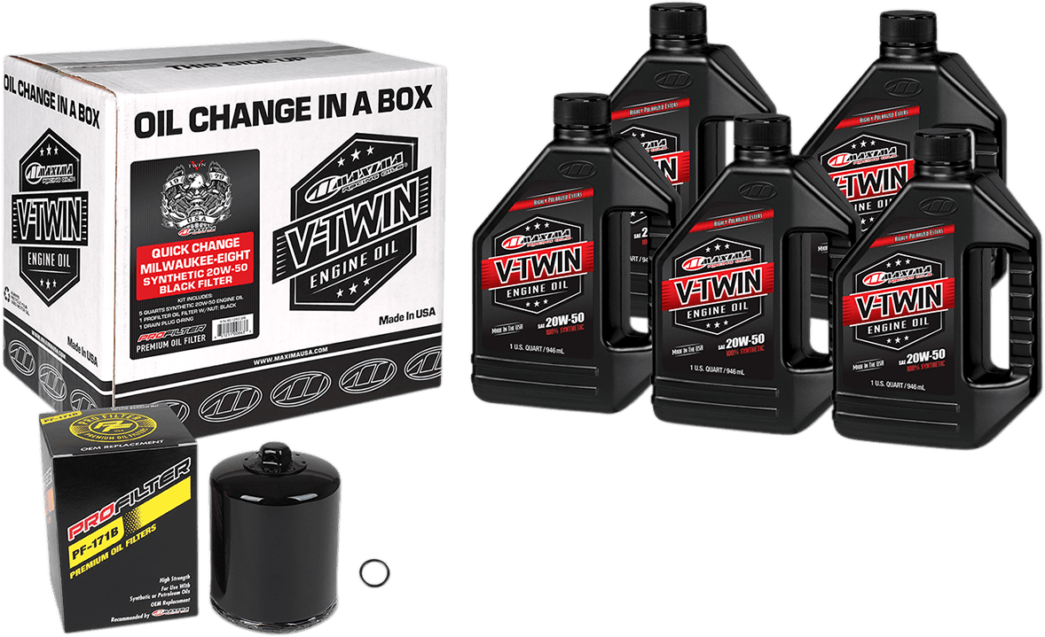 MAXIMA RACING OIL 3601-0722 Quick Change M8 Synthetic 20W-50 Oil Change Kit - Black Filter