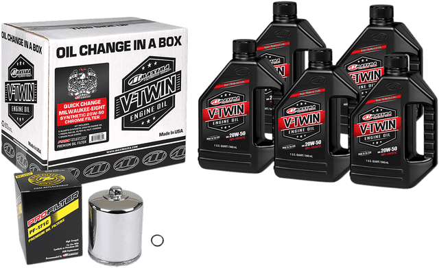 MAXIMA RACING OIL 3601-0723 Quick Change M8 Synthetic 20W-50 Oil Change Kit - Chrome Filter