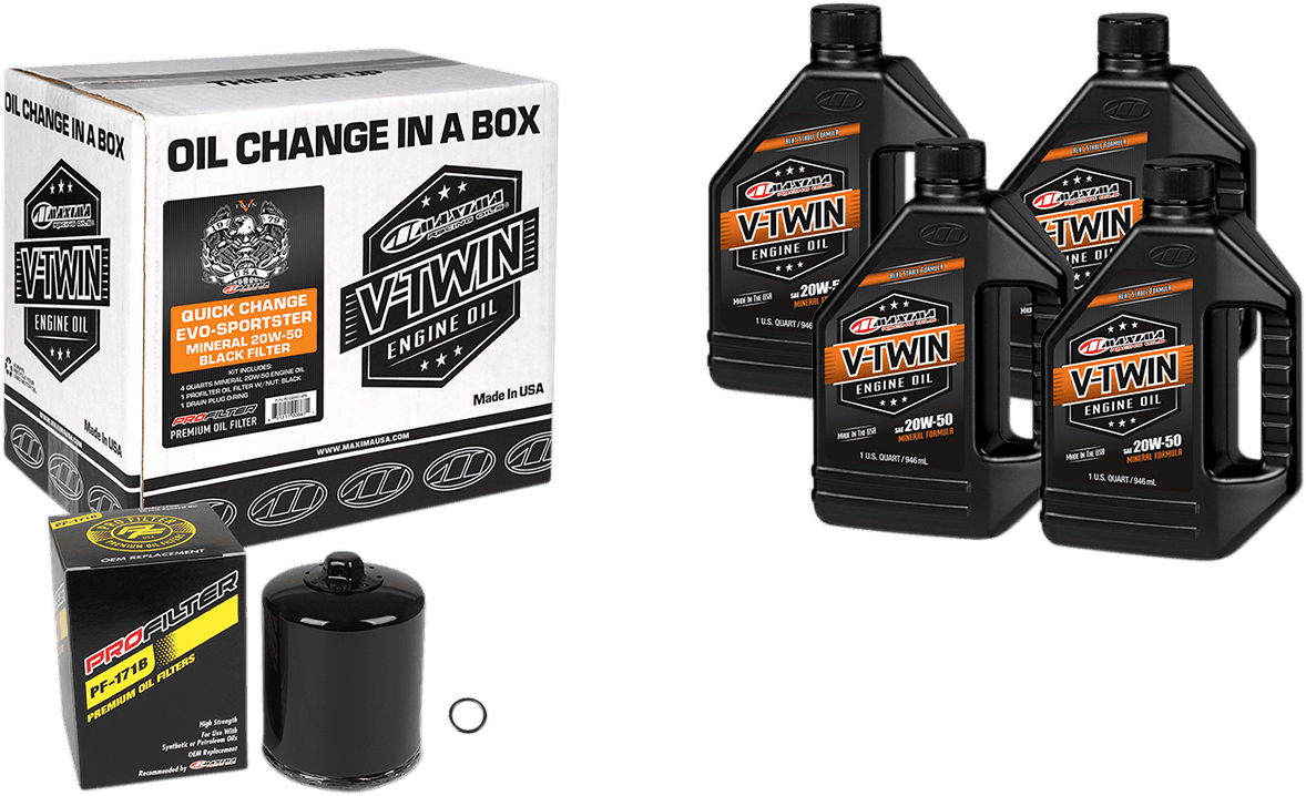 MAXIMA RACING OIL 3601-0726 Evo/Sportster Quick Oil Change Kit - Black Filter