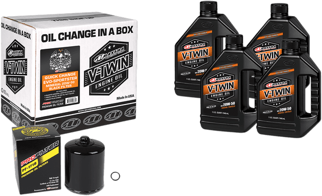 MAXIMA RACING OIL 3601-0726 Evo/Sportster Quick Oil Change Kit - Black Filter