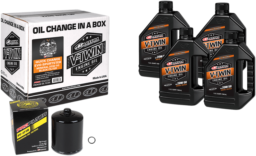 MAXIMA RACING OIL 3601-0726 Evo/Sportster Quick Oil Change Kit - Black Filter