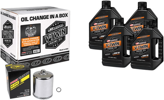 MAXIMA RACING OIL 3601-0727 Evo/Sportster Quick Oil Change Kit - Chrome Filter