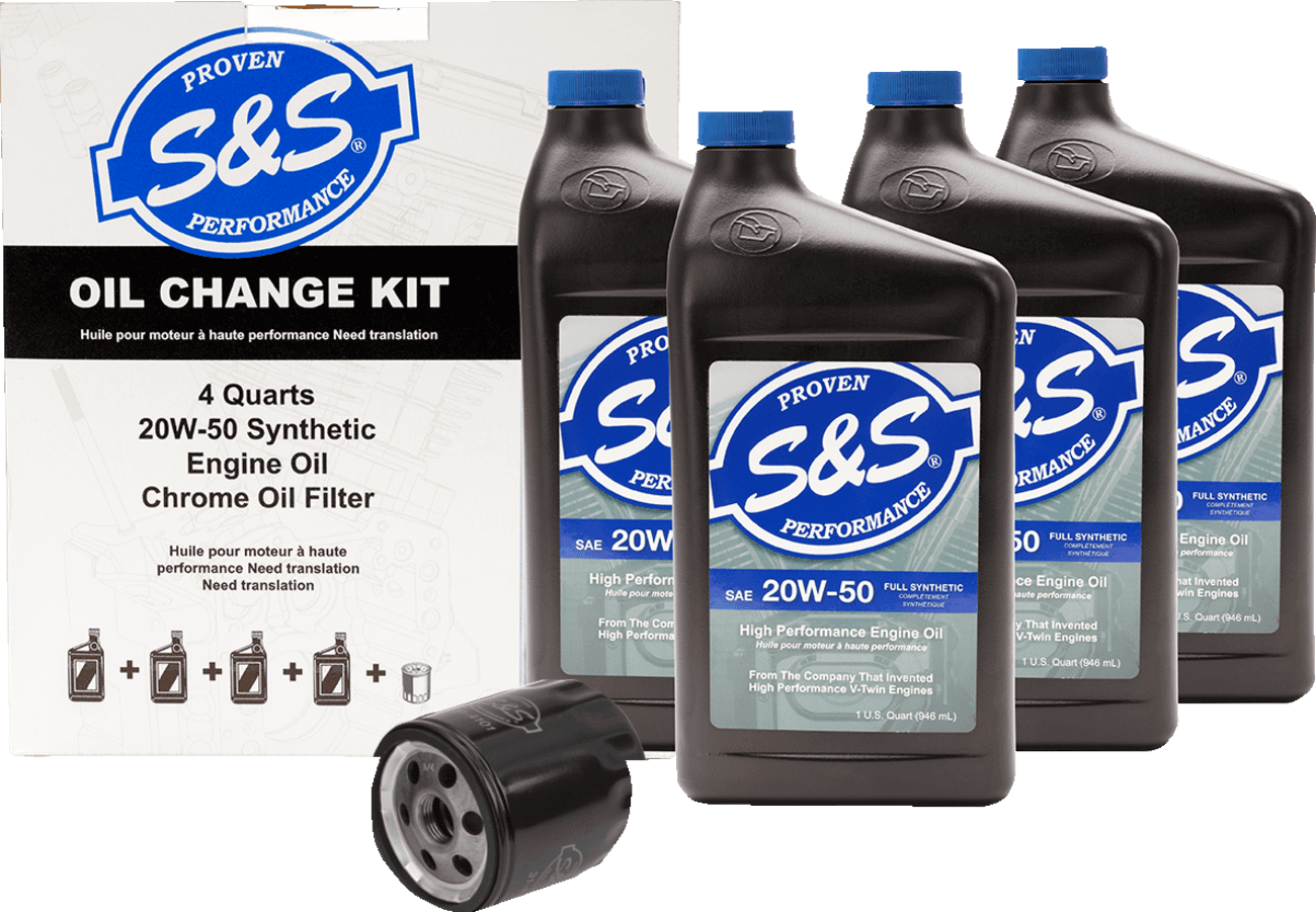 S&S CYCLE 3601-0893 Oil Change Kit - Black Filter - M8 - 5 US quarts