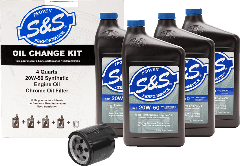 S&S CYCLE 3601-0899 Oil Change Kit - Black Filter - '99-'17 Twin Cam - 4 US quarts