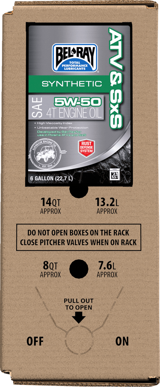 BEL-RAY 3601-0938 ATV & SxS Synthetic Oil - 6 US Gal - Box in Bag