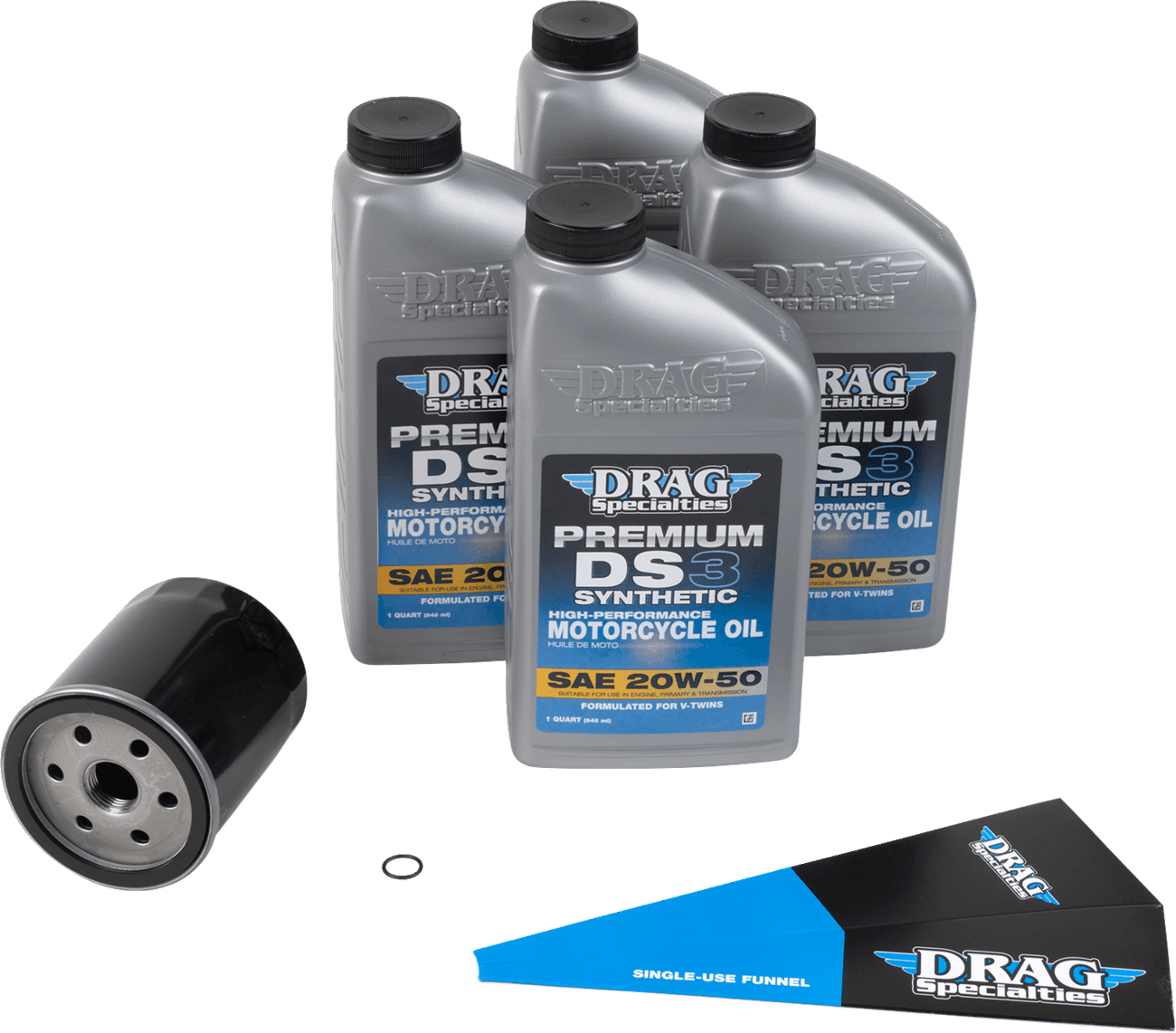 DRAG SPECIALTIES OIL 3601-1038 Full Synthetic Oil Change Kit - 20W50 - EVO/XL - Black Filter