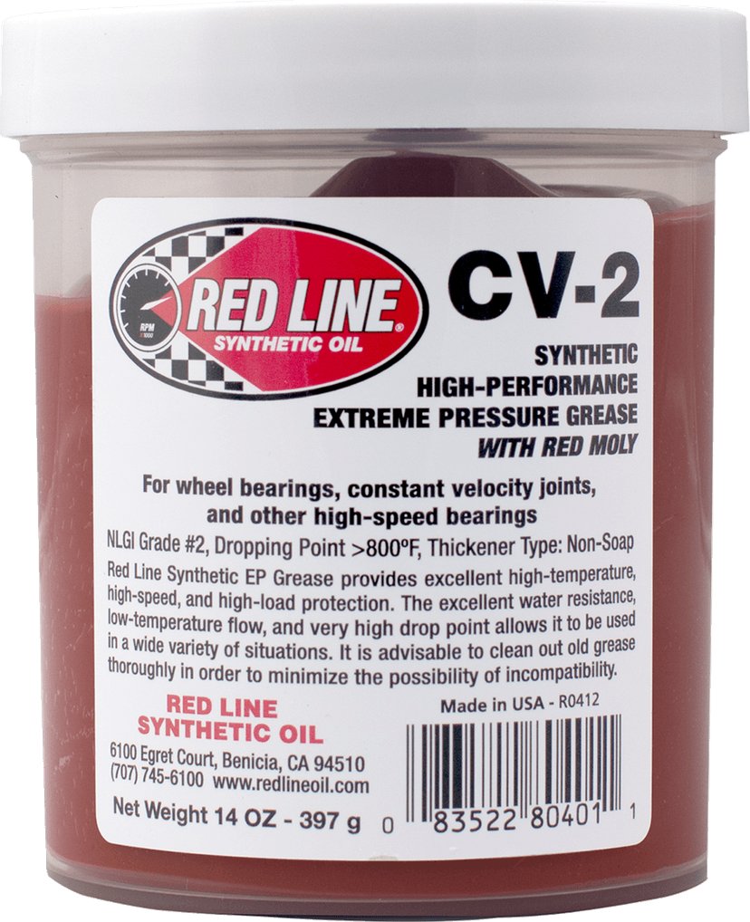 RED LINE SYNTHETIC OIL 3607-0065 CV-2 Grease with Moly - 14 oz Jar