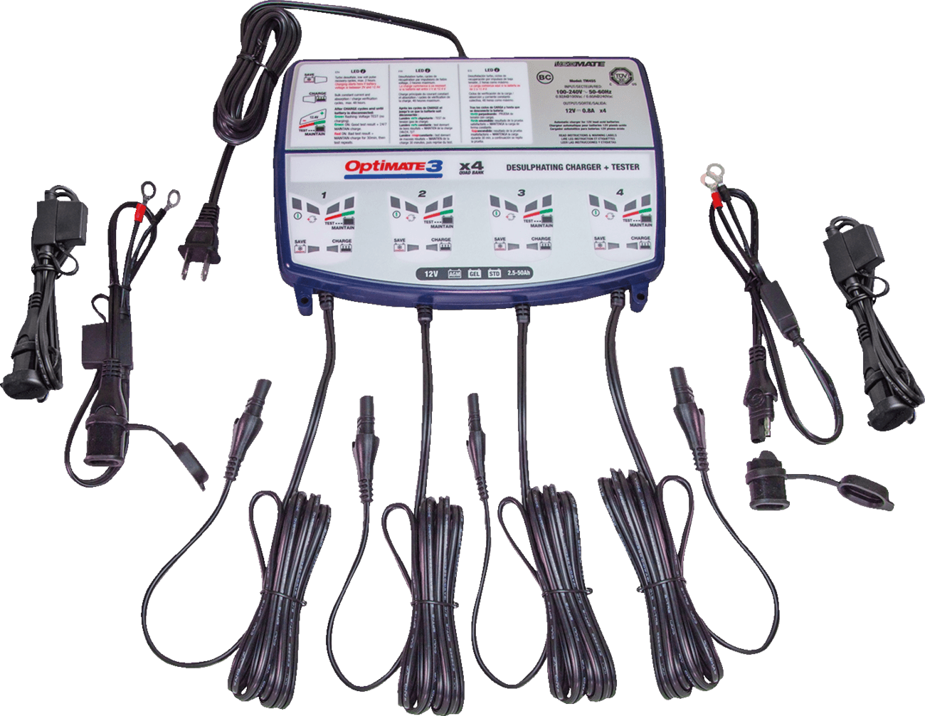TECMATE 3807-0263 Battery Charger/Maintainer - 4 Bank