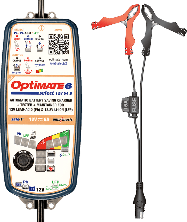 TECMATE 3807-0811 OptiMate™ 6 Select V2 Gold Battery Charger/Tester/Maintainer - 12 V - 6 A