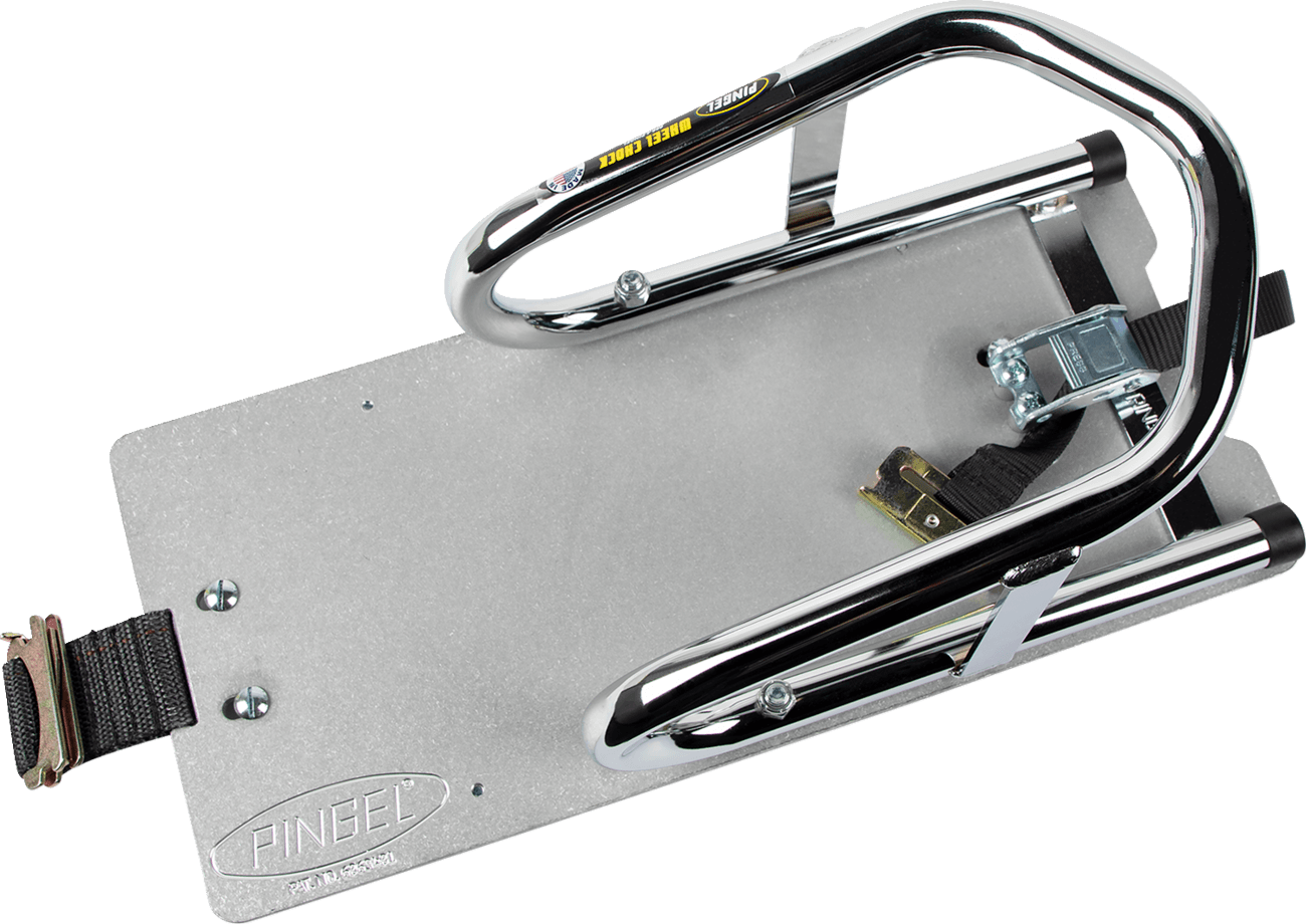 PINGEL 3911-0008 Wheel Chock - Series E-Track - Floor Mount - Removable - Chrome - 6-1/2"