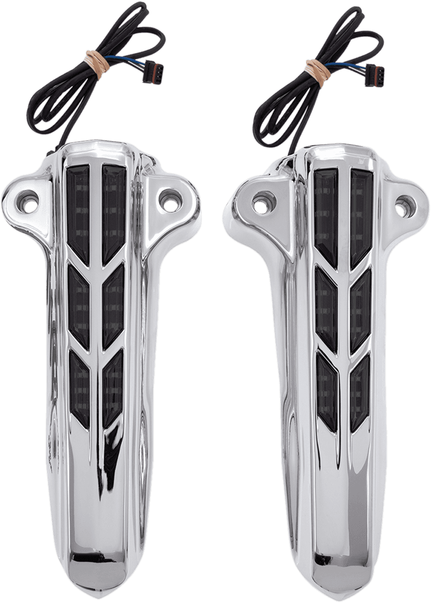 CIRO 0403-0135 Forkini Lower Leg Covers - Chrome - With LEDs