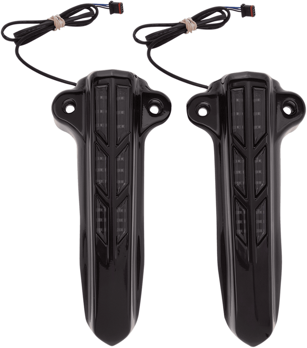 CIRO 0403-0137 Forkini Lower Leg Covers - Gloss Black - With LEDs