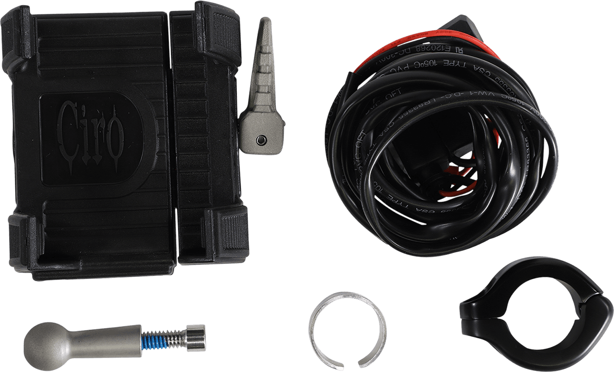 CIRO 4402-0592 Phone Holder w/Charger - 7/8"-1" Handlebar Mount - Black