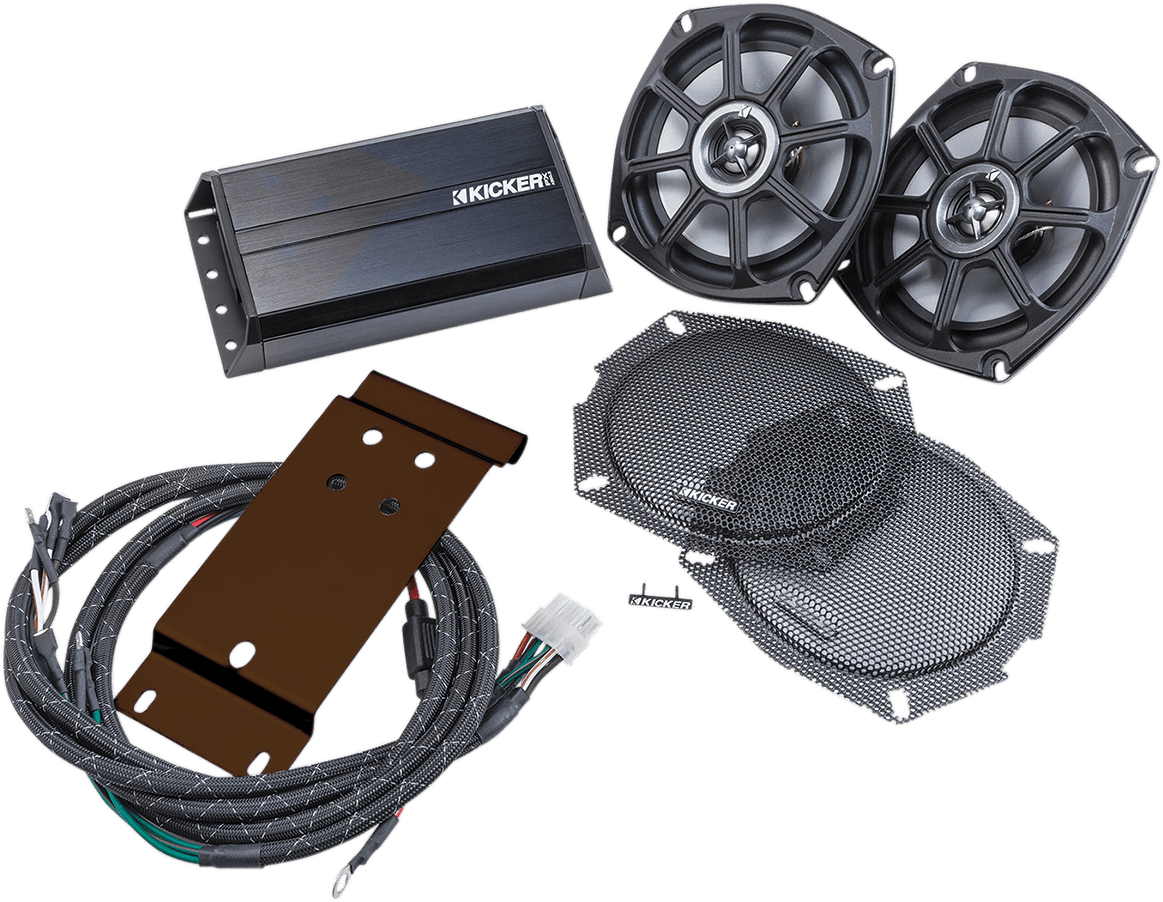 KICKER 4405-0607 Speaker Kit - 5-1/4" - 2-Channel Amp - '96-'13 FLHT/FLTCU/FLTR