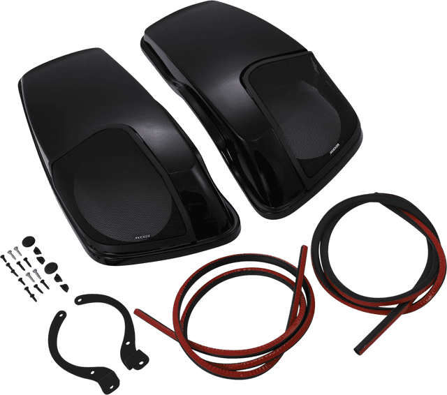 KICKER 4405-0796 Speaker Lids - Vivid Black - without Speakers - '14-'23 FLHR/FLHT/FLHX/FLTR