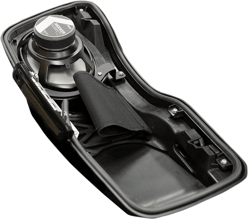 KICKER 4405-0797 Speaker Lids - Vivid Black - with Speakers - '14-'23 FLHR/FLHT/FLHX/FLTR — image 2 of 3