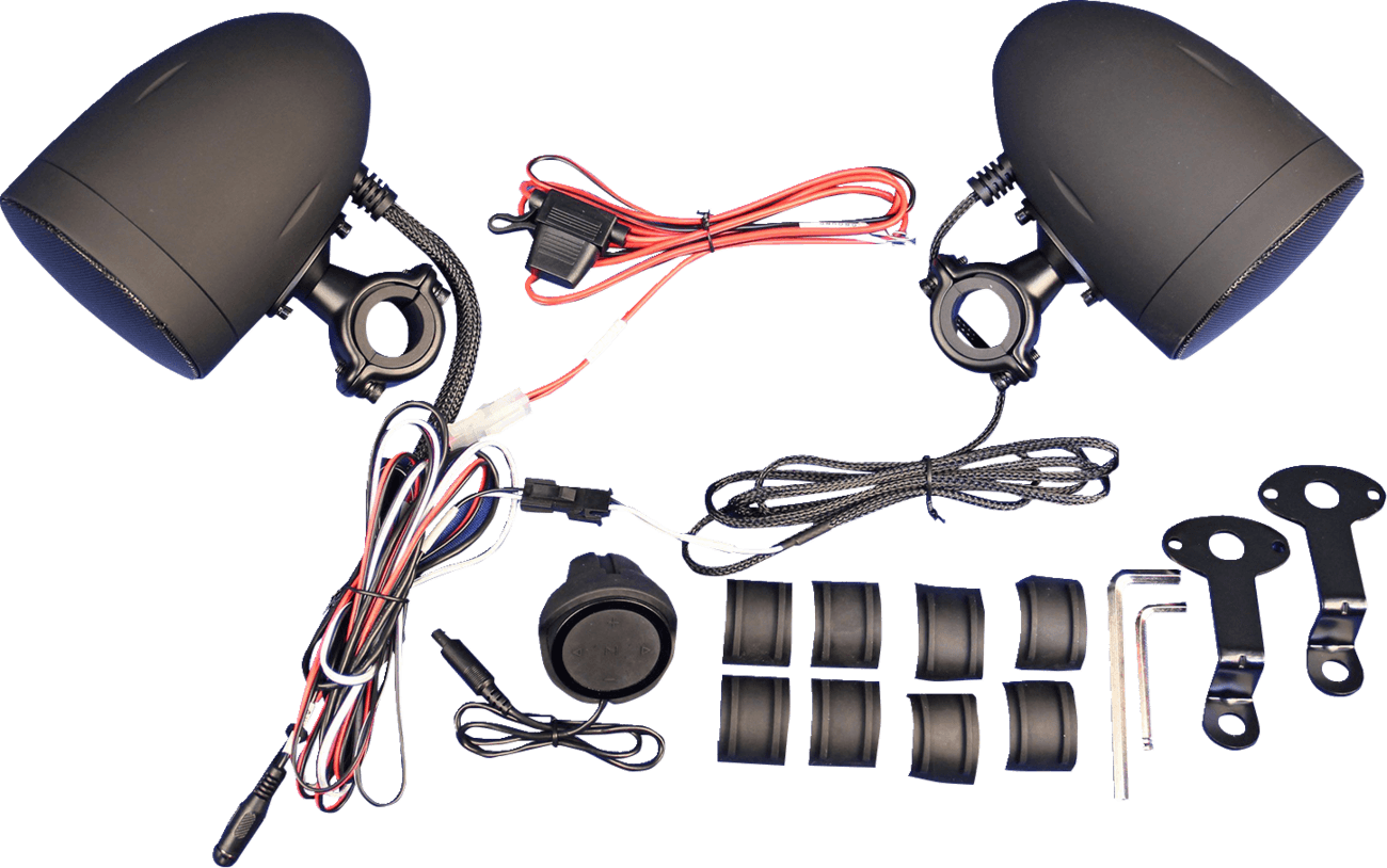 J & M 4405-1043 Amplified Speaker Kit - Handlebar - Black - Universal