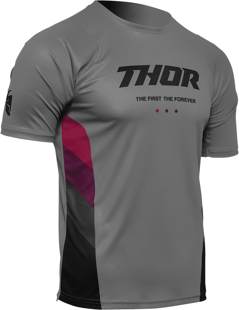 THOR 5120-0176 Assist React Short-Sleeve Jersey - Gray/Purple - Medium — image 2 of 3