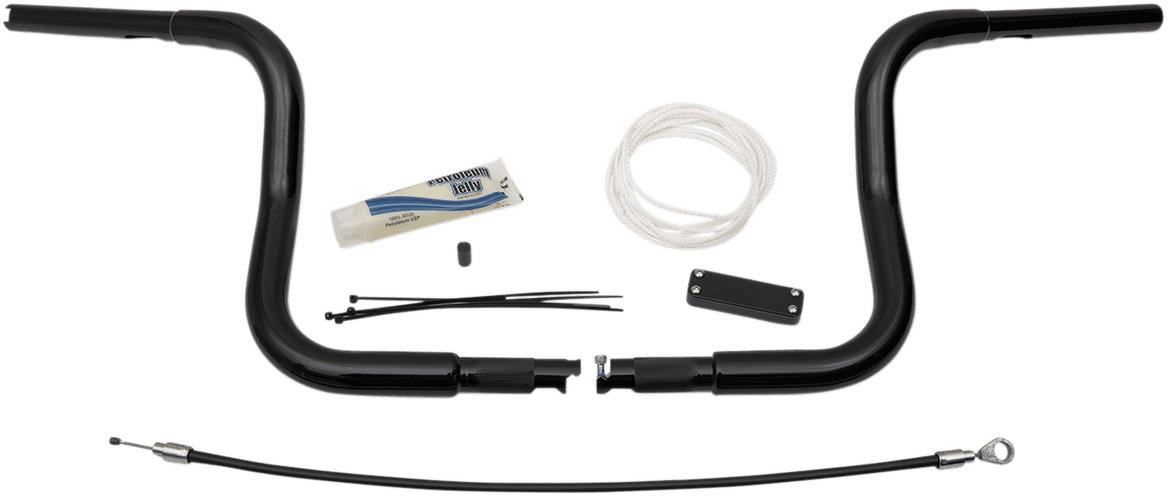 FAT BAGGERS INC. 0601-4803 1-1/4" EZ Install Round Top Handlebar Kit - 10" - Black