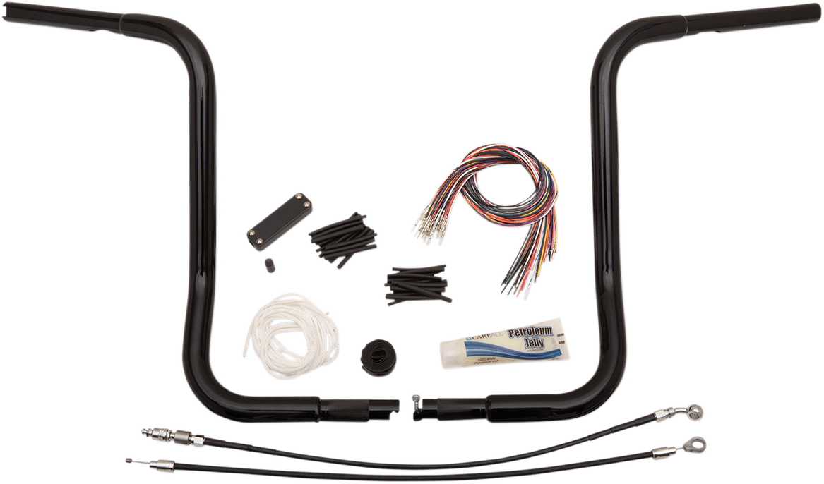 FAT BAGGERS INC. 0601-4809 1-1/4" EZ Install Round Top Handlebar Kit - 16" - Black