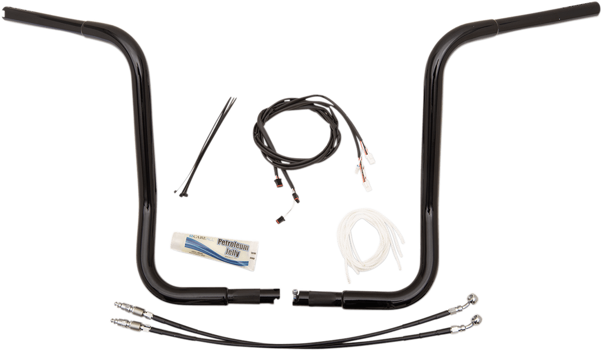 FAT BAGGERS INC. 0601-4817 1-1/4" EZ Install Round Top Handlebar Kit - 16" - Black
